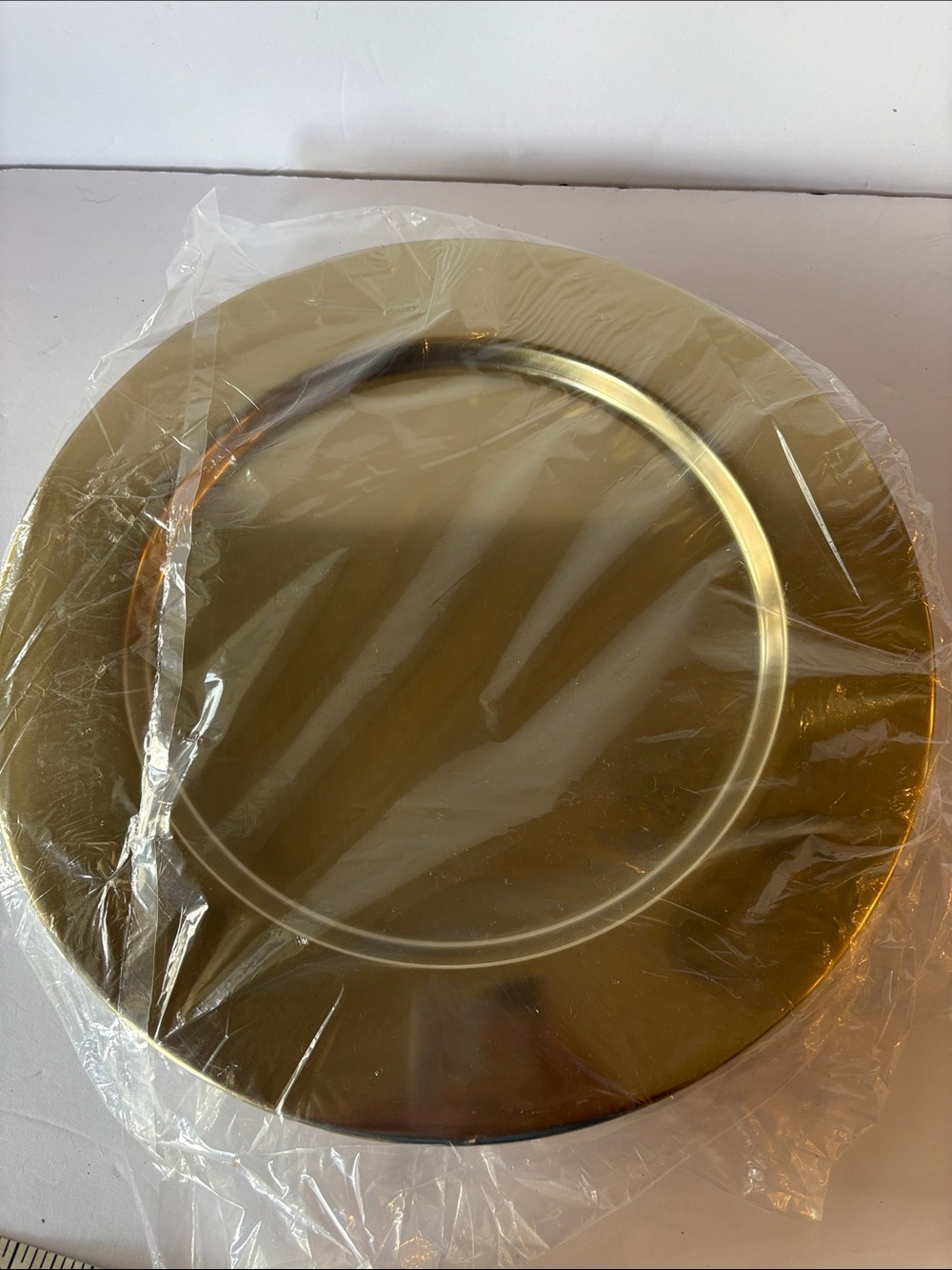 Pottery Barn Harrison Charger Plates set of 4 Gold new in bag.
